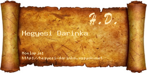 Hegyesi Darinka névjegykártya